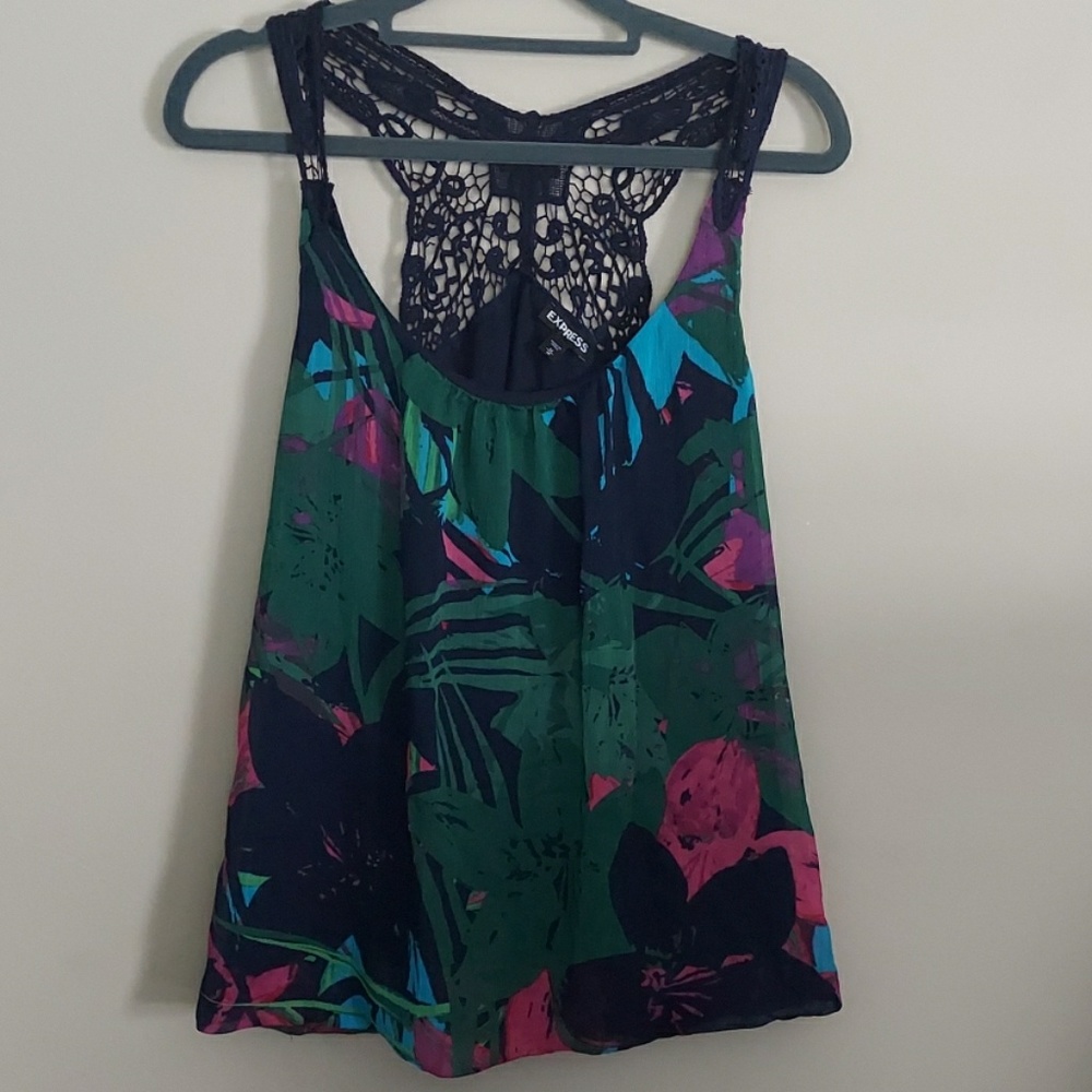EXPRESS Tropical print racerback tank size M